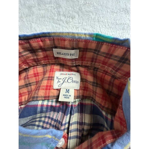 J.Crew Indian Madras Relaxed Fit Patchwork Plaid Button-Down Shirt Medium Casual - Picture 3 of 7